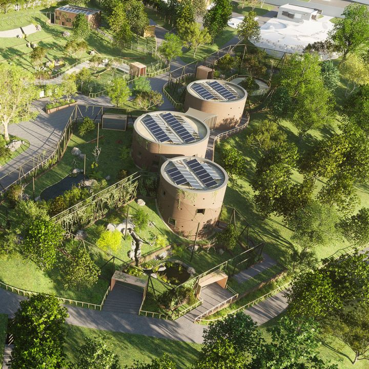 Enclosure for lemurs and parrott aviary